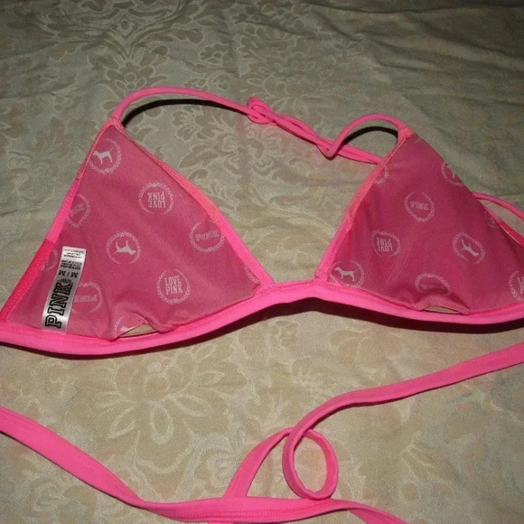 PINK VICTORIA'S SECRET Halter Bikini Top Size M - Picture 2 of 3
